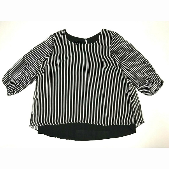 AB Studio Tops - SOLD AB Studio XL 3/4 Sleeve Stripe Blouse EUC